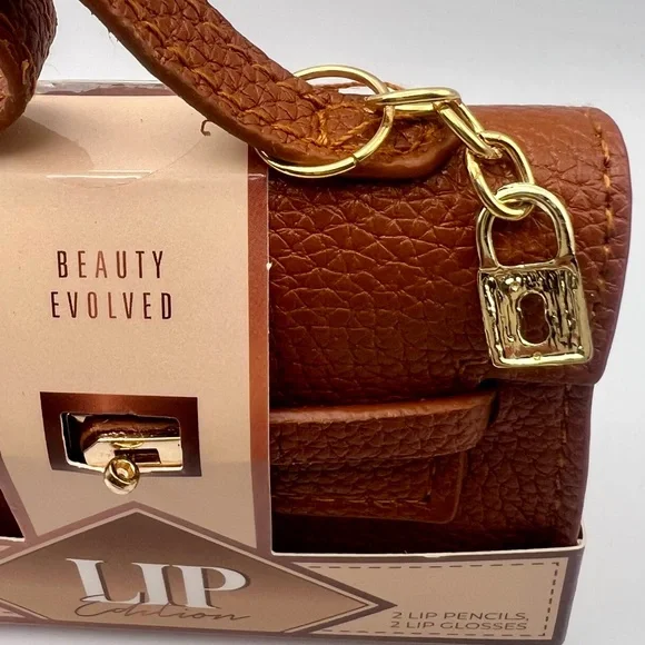 Beauty Evolved 4-Pc Lip Kit Edition Faux Leather Micro Purse with lock charm - - Picture 3 of 4